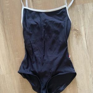 Yumiko black leotard with white trim